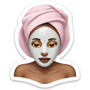 Lady with light pueple face mask spa beauty full face relaxing sticker