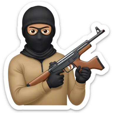 Guy with a ski mask and a gun sticker