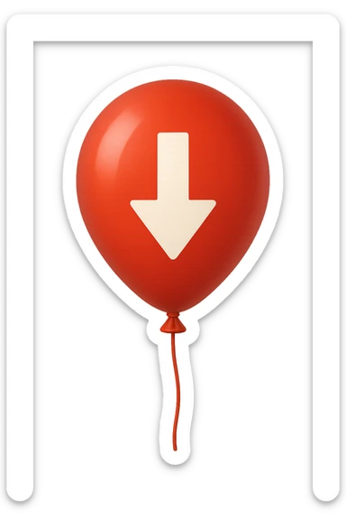 palloncino rosso con freccia in giù  sticker