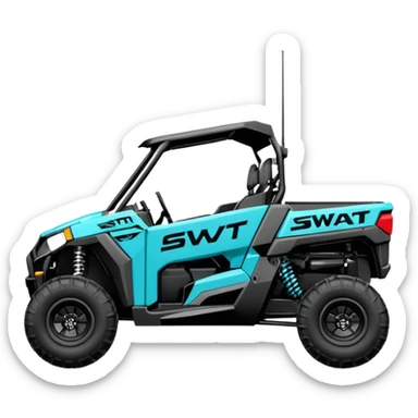 Polaris torqouise pro r utv, swat racing written on the door sticker