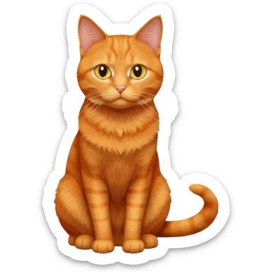 full body solid orange domestic shorthair slim cat with yellow/orange eyes sitting sticker