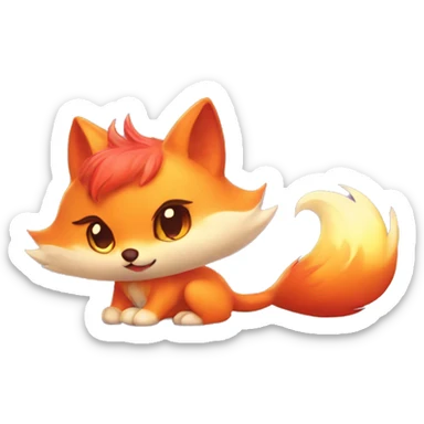 fantasy fire fox cute kawaii in love sticker