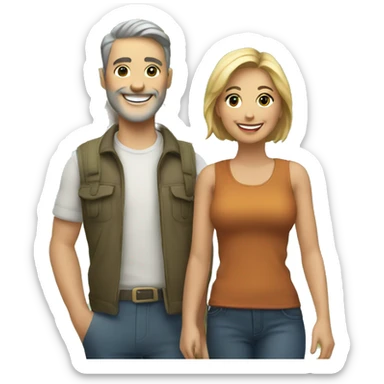 smiling couple outdoors by tree sticker