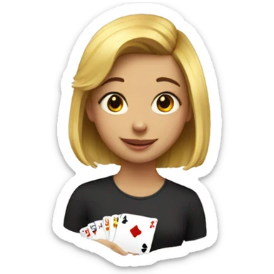 girl playing cards  sticker