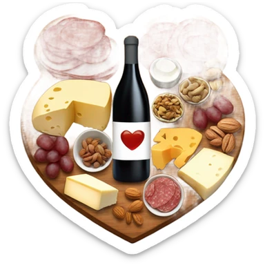 cute heart shaped charcuterie board with wine sticker