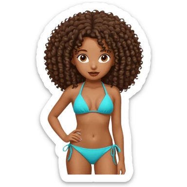 Emojis de uma menina negra de cabelo cacheado, usando biquíni  sticker