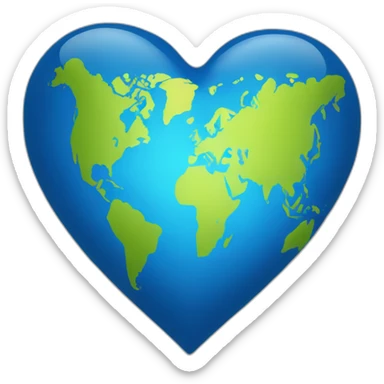 blue globe heart sticker
