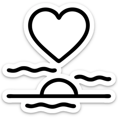 minimalist and emotional icon for saudade, featuring a heart and distant horizon sticker