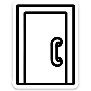 cartoon-style door with a big handle, black outlined icon style sticker