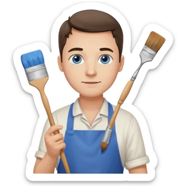 hold men blue eyes, apron painting sticker