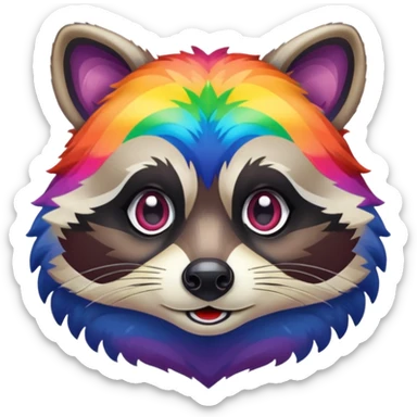Rainbow racoon face sticker