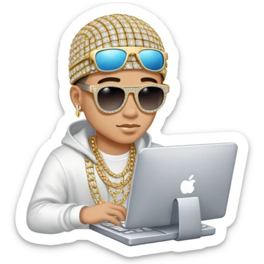 hip hop programmer with bling, sunglasses and computer sticker