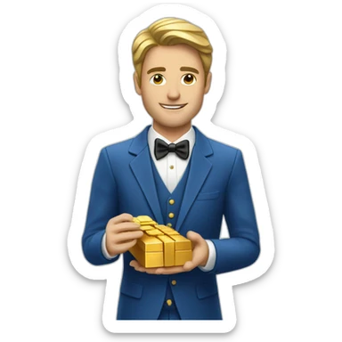 Posh-man-with-blue-suit-offering-goldbar sticker
