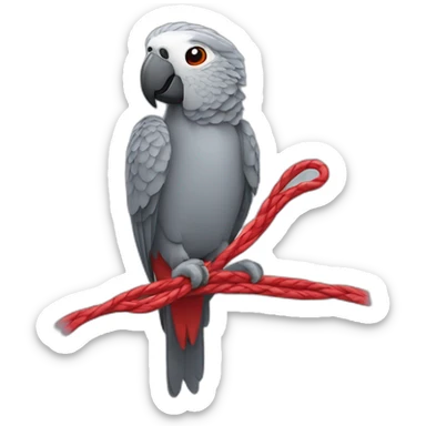 gray parrot with red break eating cable sticker