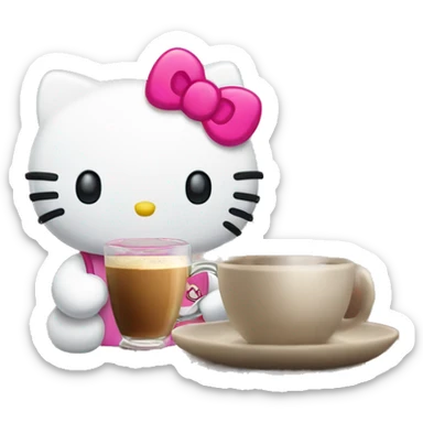 hello kitty tomando café  sticker