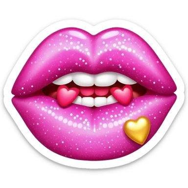 glitter pink kiss  sticker