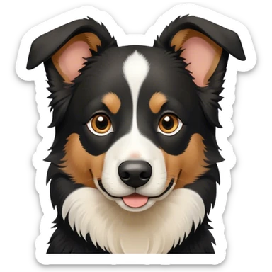 Border collie German Shepherd mix, pure black with small white spot on nose sticker