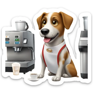 dog working at starbucks sticker