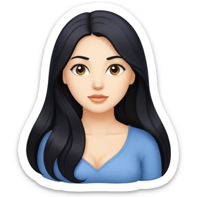 caucasian Beautiful Buxom black long hair back booty sfw sticker