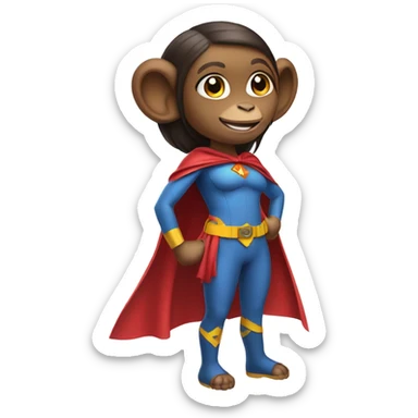 girl monkey superhero sticker