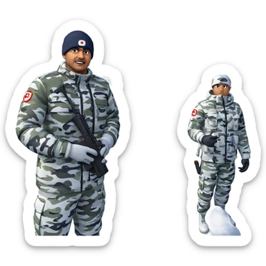 soldiers in snowy camouflage setting sticker