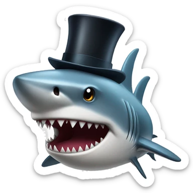 Shark with a top hat sticker