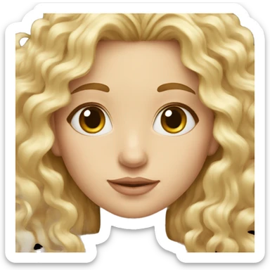 Very long blond curly hair girl with magnolia sticker