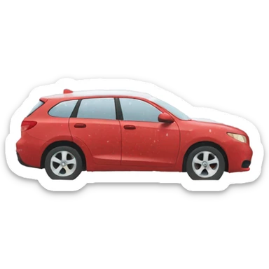 Cartoon red car in a snow storm sticker