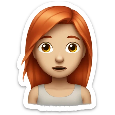 Crying white girl with red hair  sticker