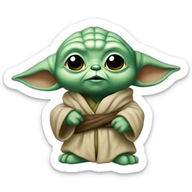 bebe yoda qui boit de l alcool avec carapice sticker