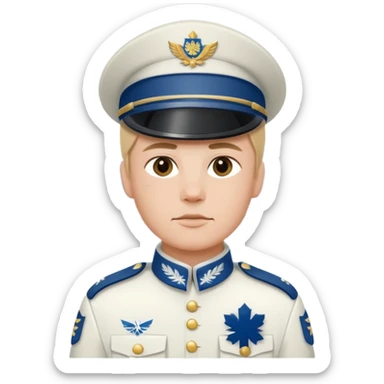 a Finnish soldier in a white uniform in a snowy landscape sticker