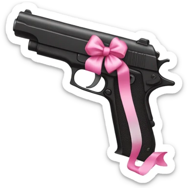 black gun with a pink bow sticker