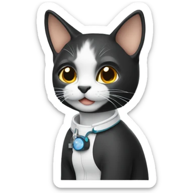 Gato preto cientista sticker