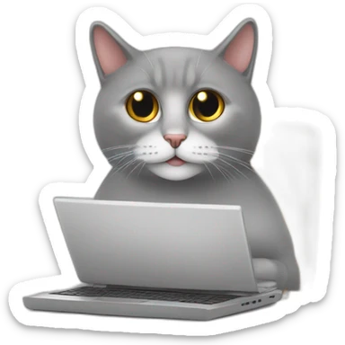 chat capuché en face d'un ordinateur sticker