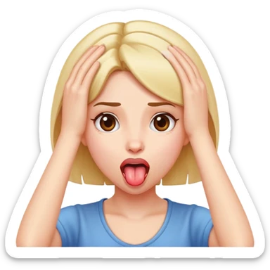 A girl with her hands on her head tongue out sticker