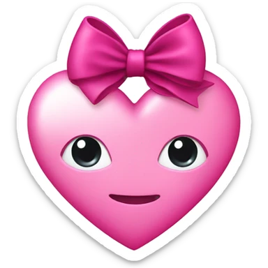 Pink heart with dark pink bow sticker