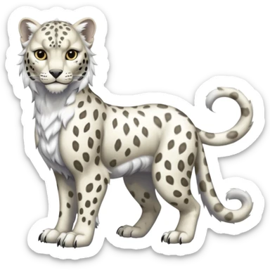 Albino white-furred Snow-Leopard-Gryphon-griffin-chimera-hybrid, full body sticker