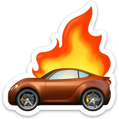Sport car burning sticker