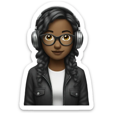 girl with glasses as a dj sticker