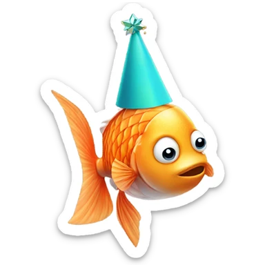 Fish with party hat sticker