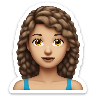 Girl with brown hair blue eyes tank top and long lashes sticker