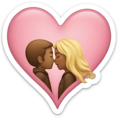 couple kissing hearts flying sticker