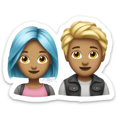 Couple girl blond air and boy short air sticker