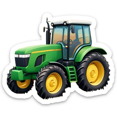 An icon showing close-up tractor in a colorful rural landscape, inspired by Farming Simulator 22. The design features vibrant fields, barns, and crops under a bright sky, with tractors working the land. The peaceful and immersive farming environment is highlighted with a transparent background sticker