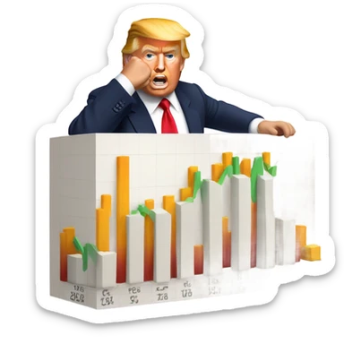 Donald trump holding the stock market sticker