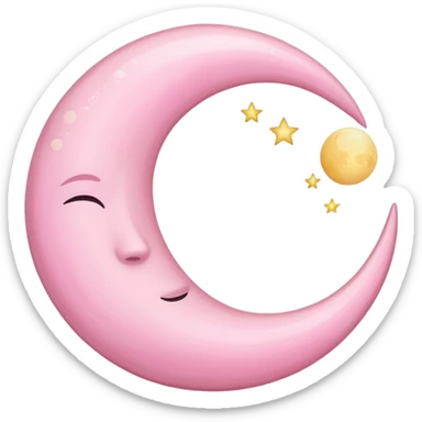 Pink crescent moon sticker