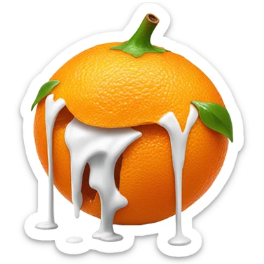 Inside of a Tangerine, white paint dripping down sticker