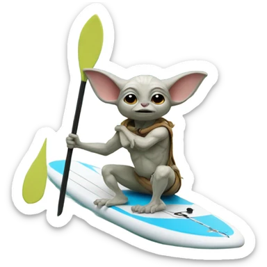 Grogu on a paddleboard sticker