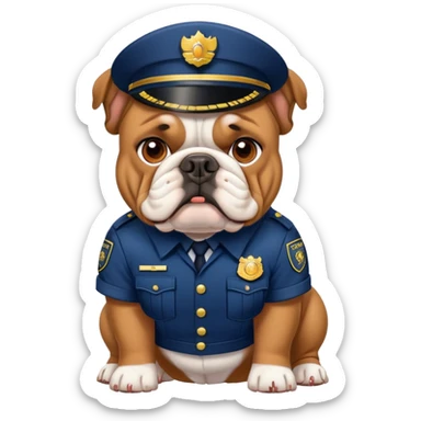 english bulldog in a security uniform sticker