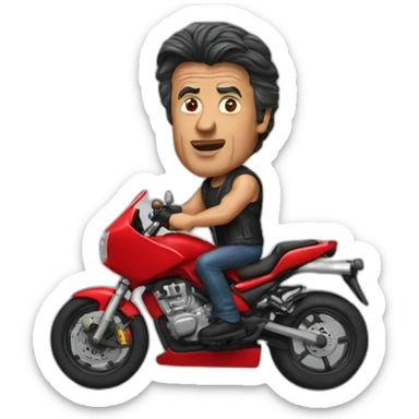 Stallone in a red motorbike sticker